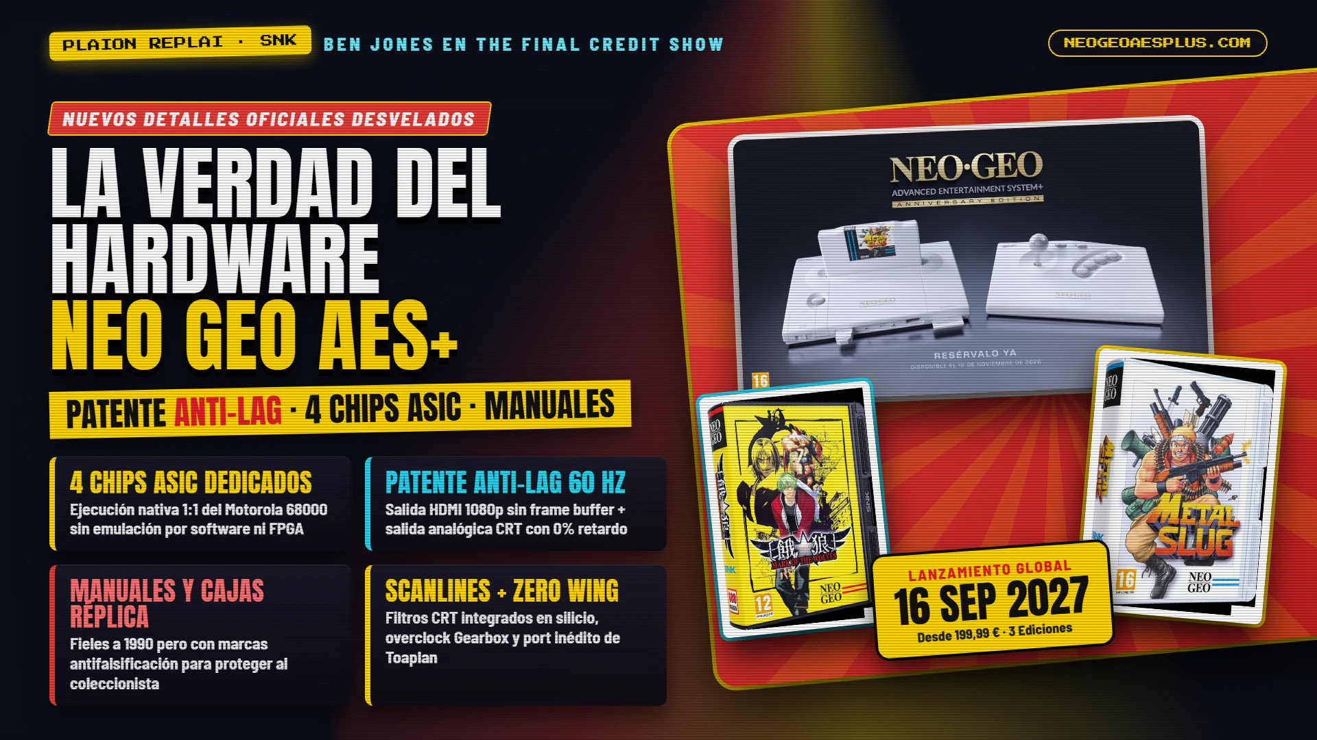 PLAION unveils all Neo Geo AES+ secrets: 4 ASIC chips, anti-lag patent, anti-counterfeit replica manuals, scanlines and the miracle that saved it from cancellation