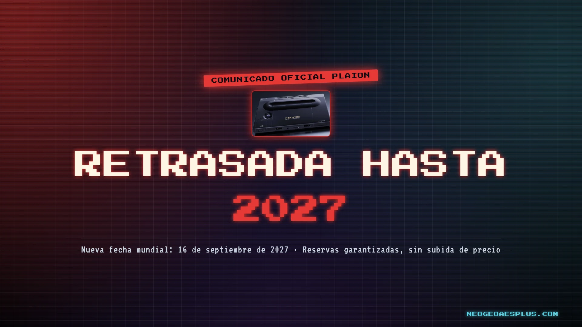Plaion delays the Neo Geo AES+ to September 16, 2027
